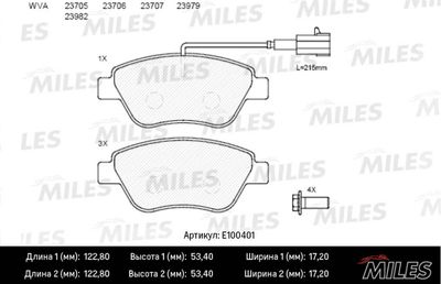 E100401 MILES Комплект тормозных колодок, дисковый тормоз