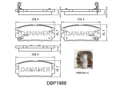 DBP1988 DANAHER Комплект тормозных колодок, дисковый тормоз