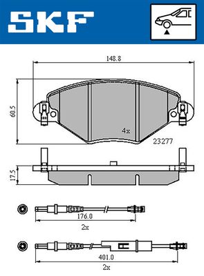 VKBP80463E SKF Комплект тормозных колодок, дисковый тормоз