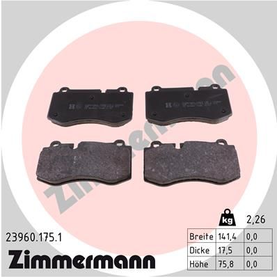 239601751 ZIMMERMANN Комплект тормозных колодок, дисковый тормоз