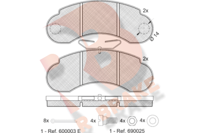 RB0893 R BRAKE Комплект тормозных колодок, дисковый тормоз