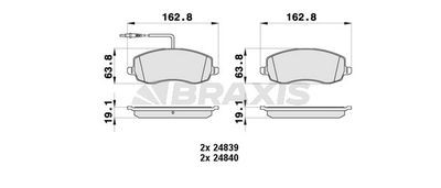 AB0438 BRAXIS Комплект тормозных колодок, дисковый тормоз