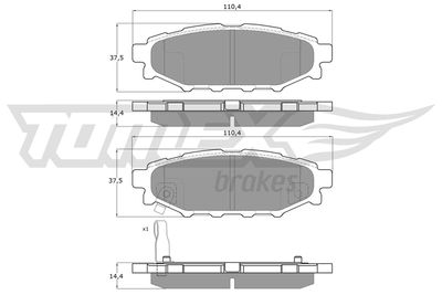TX1537 TOMEX Brakes Комплект тормозных колодок, дисковый тормоз