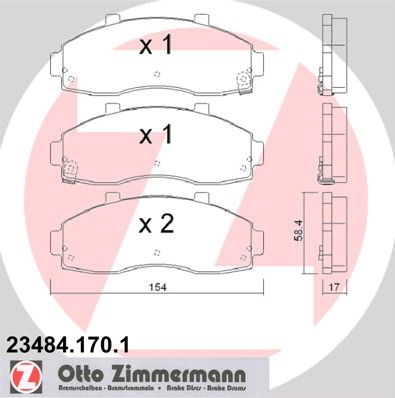 234841701 ZIMMERMANN Комплект тормозных колодок, дисковый тормоз