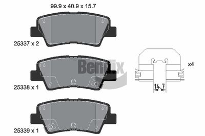 BPD1553 BENDIX Braking Комплект тормозных колодок, дисковый тормоз