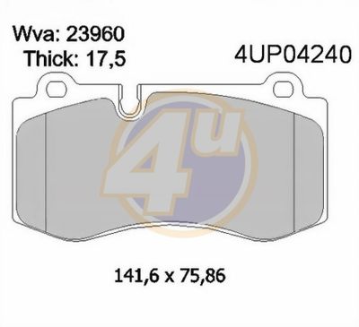 4UP04240 4u Комплект тормозных колодок, дисковый тормоз