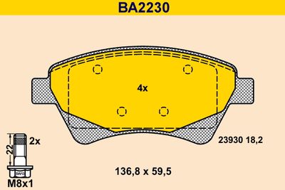 BA2230 BARUM Комплект тормозных колодок, дисковый тормоз