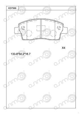 KD7566 ASIMCO Комплект тормозных колодок, дисковый тормоз