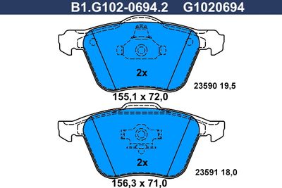 B1G10206942 GALFER Комплект тормозных колодок, дисковый тормоз