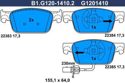 B1G12014102 GALFER Комплект тормозных колодок, дисковый тормоз