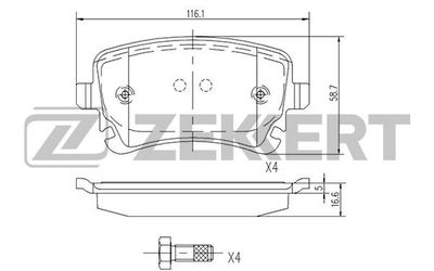 BS1256 ZEKKERT Комплект тормозных колодок, дисковый тормоз
