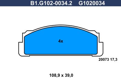 B1G10200342 GALFER Комплект тормозных колодок, дисковый тормоз