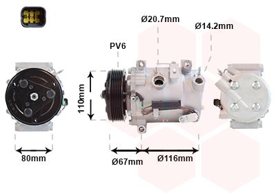 0901K725 VAN WEZEL Компрессор, кондиционер