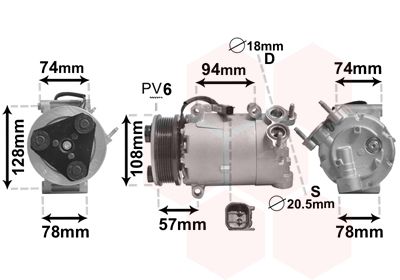 1800K450 VAN WEZEL Компрессор, кондиционер