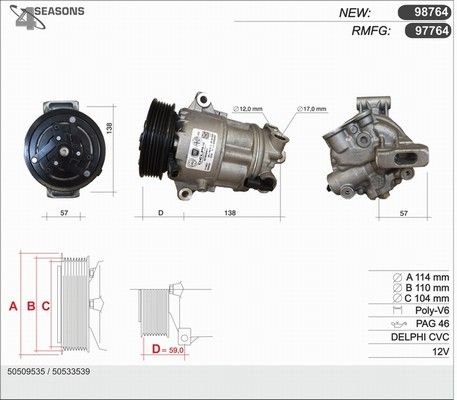 98764 AHE Компрессор, кондиционер