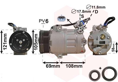 3700K438 VAN WEZEL Компрессор, кондиционер