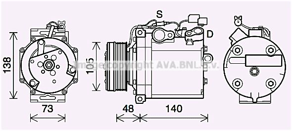 MTAK263 AVA QUALITY COOLING Компрессор, кондиционер