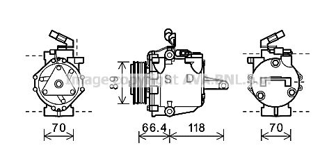 MTK225 AVA QUALITY COOLING Компрессор, кондиционер