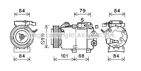 HYK374 AVA QUALITY COOLING Компрессор, кондиционер