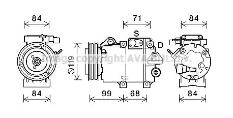 HYK365 AVA QUALITY COOLING Компрессор, кондиционер