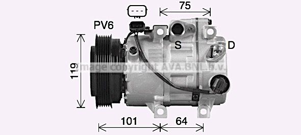 HYK497 AVA QUALITY COOLING Компрессор, кондиционер