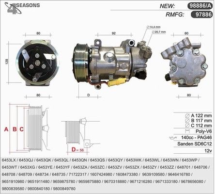 98886 AHE Компрессор, кондиционер