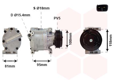 1700K090 VAN WEZEL Компрессор, кондиционер