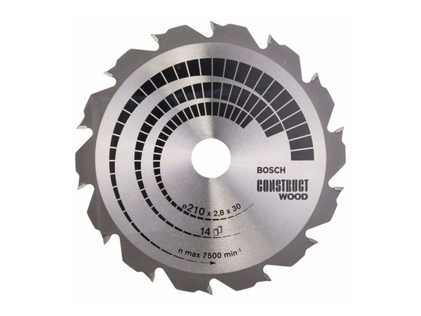 Диск пильный 210х30 мм 14 зуб. по дереву CONSTRUCT WOOD BOSCH (переменный зуб) (2608640634)