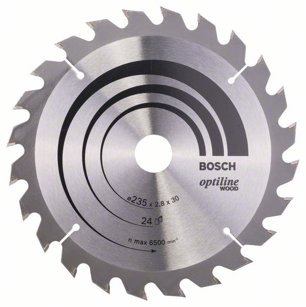 Диск пильный для циркулярок 235-30(25) OptilineWood 24зуб., BOSCH