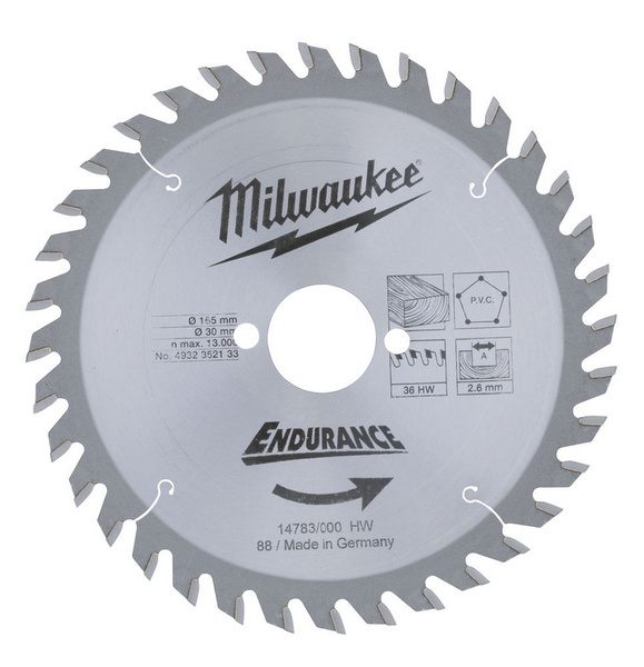 Диск пильный (по дереву) MILWAUKEE D 165х30х2,6 мм 36Z (1 шт.)