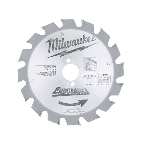 Диск пильный (по дереву) MILWAUKEE D 190х30х2,4 мм 16Z (1 шт.)