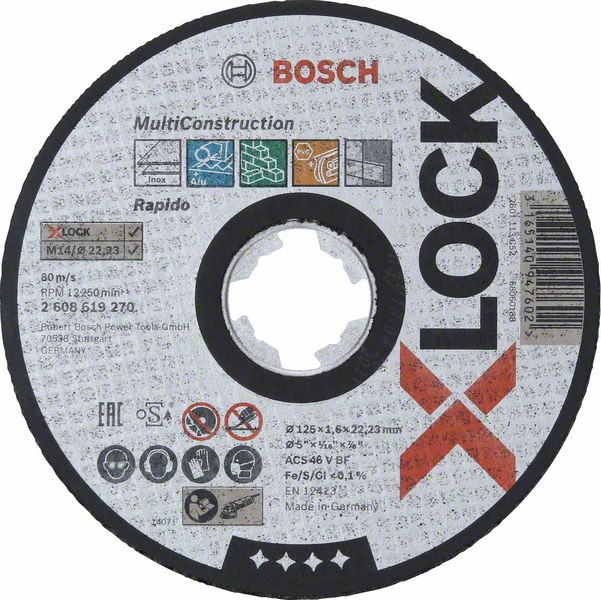 X-LOCK Отрезной диск Multi Material 125x1.6x22.23 прямой