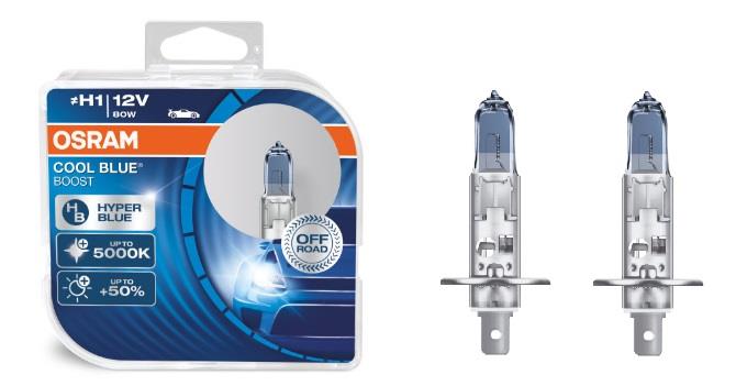 Лампа галогенная Osram Cool Blue Boost H1 12V 80W (2 шт.) (62150CBBHCB) Osram 62150CBB-HCB