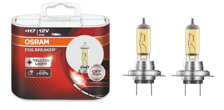 Лампа галогенная Osram FOG BREAKER Off-Road +60% H7 12V 55W Yellow Light (2 шт.) (62210FBRHCB) Osram 62210FBR-HCB