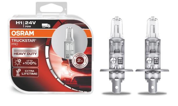 Лампа галогенная Osram TruckStar Pro +100% H1 24V 70W (2 шт.) (64155TSPHCB) Osram 64155TSP-HCB