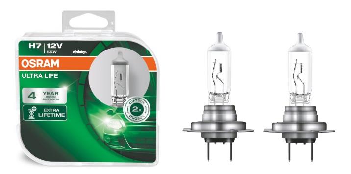 Лампа галогенная Osram Ultra Life H7 12V 55W (2 шт.) (64210ULTHCB) Osram 64210ULT-HCB