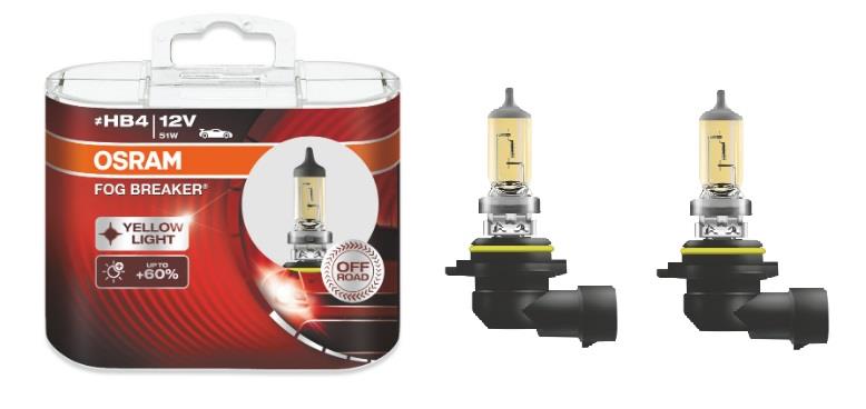 Лампа галогенная Osram FOG BREAKER Off-Road +60% HB4 12V 51W Yellow Light (2 шт.) (9006FBRHCB) Osram 9006FBR-HCB