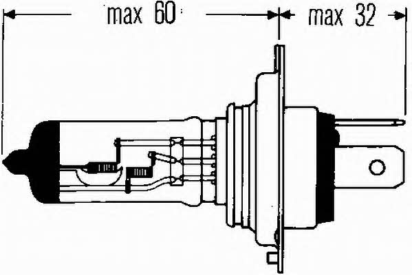 Лампа галогенная H4 12V 6055W (8GJ002525001) Hella 8GJ 002 525-001