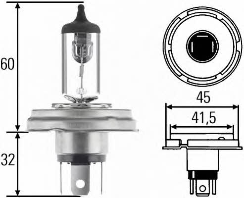 Лампа галогенная H4 12V 6055W (8GJ004173121) Hella 8GJ 004 173-121