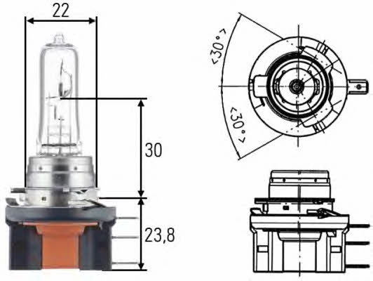 Лампа галогенная H15 24V 2060W (8GJ168119241) Hella 8GJ 168 119-241