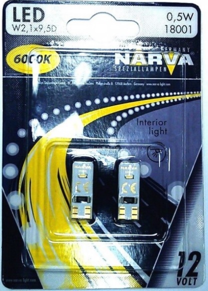 Лампа светодиодная T10 12V W2,1x9,5d (18001) Narva 18001