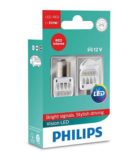 Лампа светодиодная Philips X-treme Vision LED P21W 12V BA15s RED (2 шт.) (12839REDX2) Philips 12839REDX2