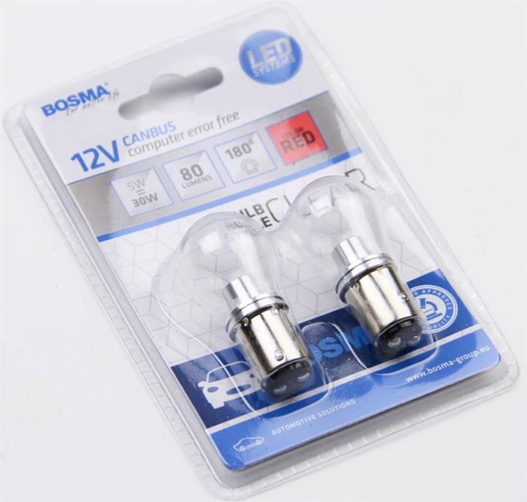 Лампа светодиодная BAY15D 12V 1xLED CREE3535 RED CLEAR STYLE CANBUS (blister 2 шт) (6698) BOSMA 6698