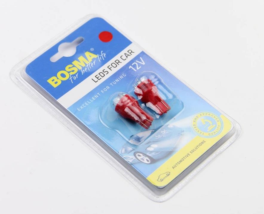 Лампа светодиодная T15 LED 12V 9XSTANDARD LED RED (2 шт) (2755) BOSMA 2755