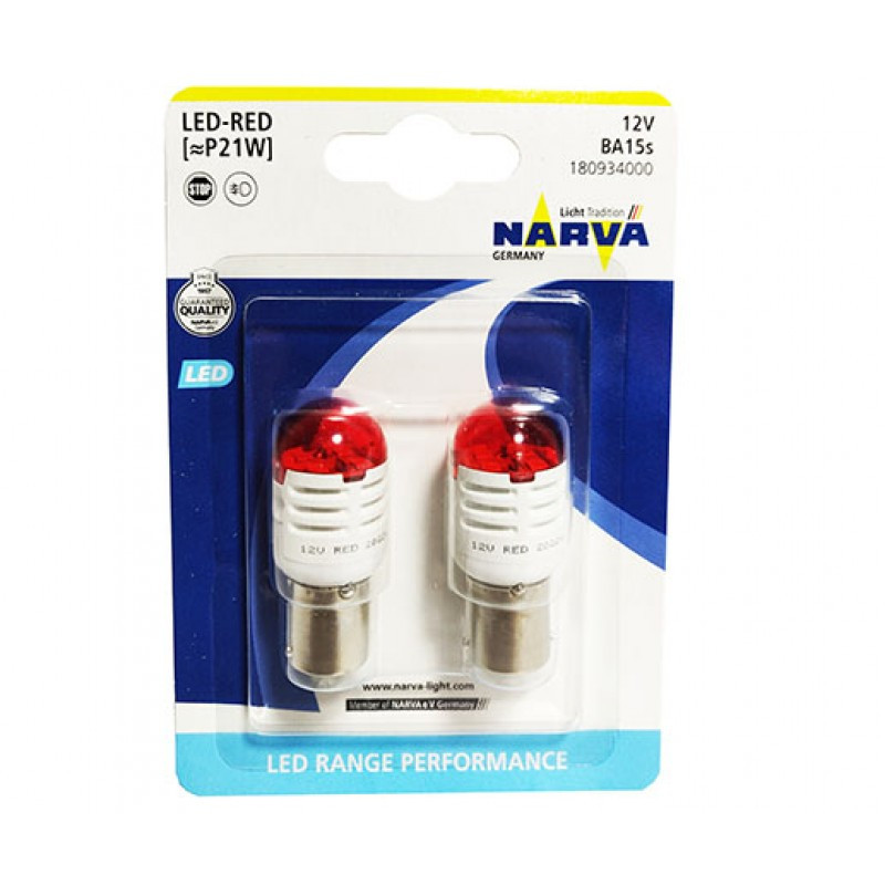 Комплект светодиодных ламп Narva 18093 12V P21W 1,9W BA15s LED RED 2 шт