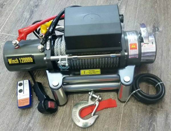 Лебедка электрическая 12V Electric Winch 12000lbs  5443 кг (блок управления влагозащищен IP66) стальной трос 10*22