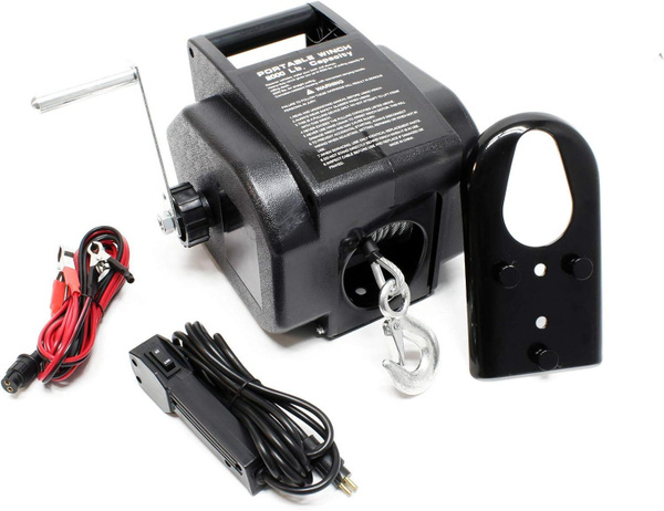 Лебедка переносная 12V Electric Winch 2000lbs  907 кг. на фаркоп (стальной трос)