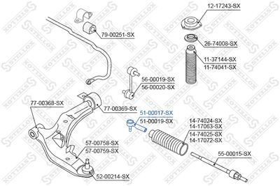 5100017SX STELLOX Наконечник поперечной рулевой тяги