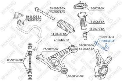 5198068SX STELLOX Наконечник поперечной рулевой тяги