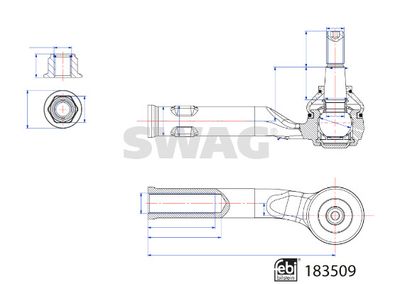 33109001 SWAG Наконечник поперечной рулевой тяги